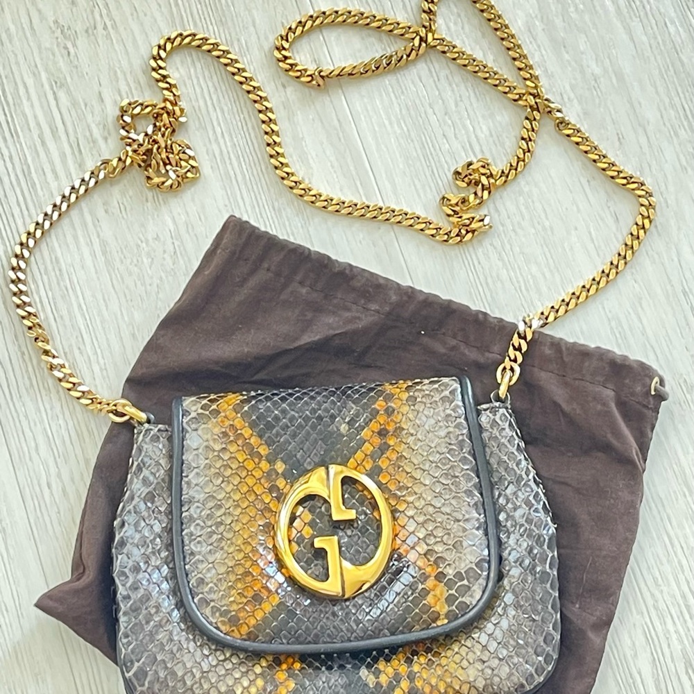 Gucci Ophidia Python Mini Shoulder Bad With Gold … - image 1